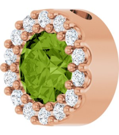 88590 Pendant Set 14K Rose Round Natural Peridot 5Mm 110 Ctw Natural Diamond I1, G-H Polished Natural Peridot And 110 Ctw Natural Diamond Halo-Style Pendant