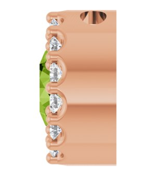 88590 Pendant Set 14K Rose Round Natural Peridot 5Mm 110 Ctw Natural Diamond I1, G-H Polished Natural Peridot And 110 Ctw Natural Diamond Halo-Style Pendant