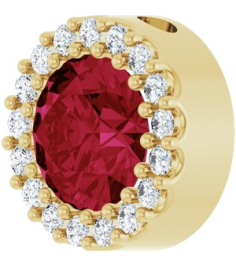 88590 Pendant Set 14K Yellow Round Lab-Grown Ruby 6Mm 18 Ctw Natural Diamond I1, G-H Polished Lab-Grown Ruby And 18 Ctw Natural Diamond Halo-Style Pendant
