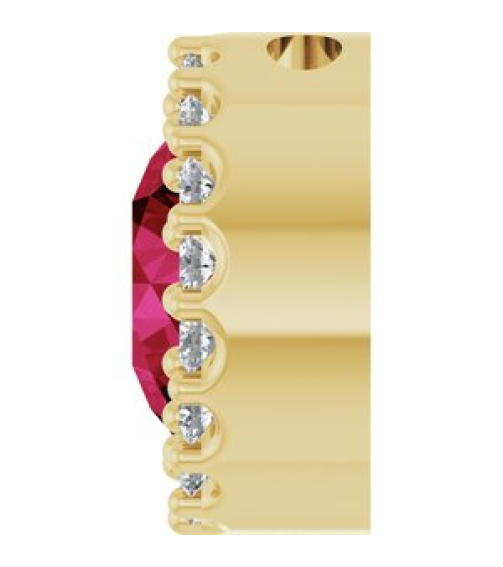 88590 Pendant Set 14K Yellow Round Lab-Grown Ruby 6Mm 18 Ctw Natural Diamond I1, G-H Polished Lab-Grown Ruby And 18 Ctw Natural Diamond Halo-Style Pendant