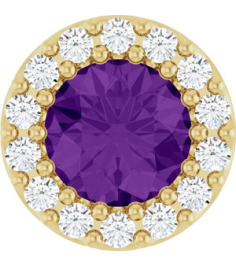 88590 Pendant Set 14K Yellow Round Natural Amethyst 5Mm 110 Ctw Natural Diamond I1, G-H Polished Natural Amethyst And 110 Ctw Natural Diamond Halo-Style Pendant