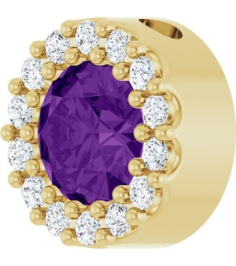 88590 Pendant Set 14K Yellow Round Natural Amethyst 5Mm 110 Ctw Natural Diamond I1, G-H Polished Natural Amethyst And 110 Ctw Natural Diamond Halo-Style Pendant