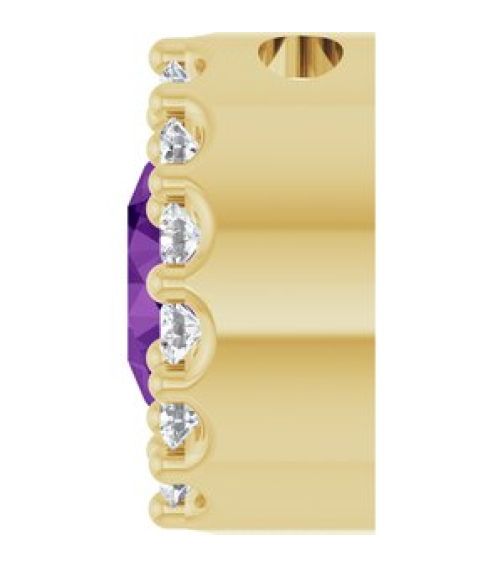 88590 Pendant Set 14K Yellow Round Natural Amethyst 5Mm 110 Ctw Natural Diamond I1, G-H Polished Natural Amethyst And 110 Ctw Natural Diamond Halo-Style Pendant
