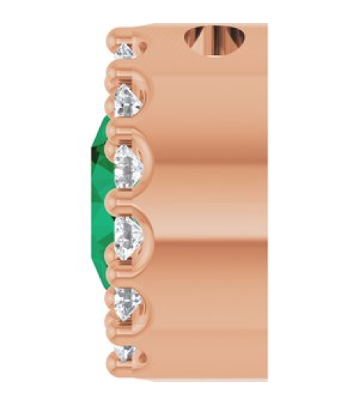 88590 Pendant Set 14K Rose Round Lab-Grown Emerald 5Mm 110 Ctw Natural Diamond I1, G-H Polished Lab-Grown Emerald And 110 Ctw Natural Diamond Halo-Style Pendant