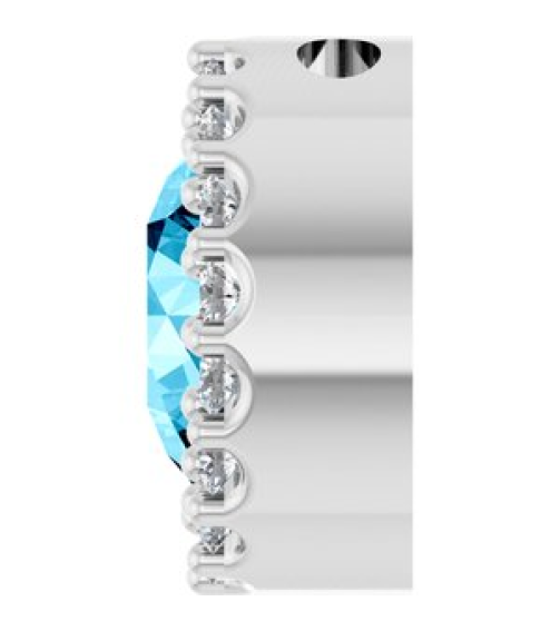 88590 Pendant Set Sterling Silver Round Natural Aquamarine 6Mm 18 Ctw Natural Diamond I1, G-H Polished Natural Aquamarine And 18 Ctw Natural Diamond Halo-Style Pendant