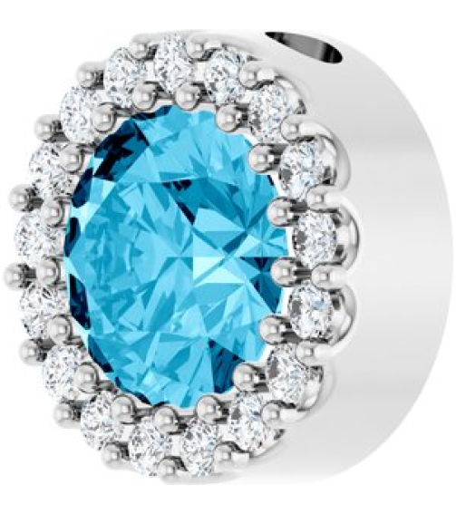 88590 Pendant Set Sterling Silver Round Natural Aquamarine 6Mm 18 Ctw Natural Diamond I1, G-H Polished Natural Aquamarine And 18 Ctw Natural Diamond Halo-Style Pendant