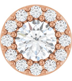 88590 Pendant Set 14K Rose Round Natural Diamond 4Mm 13 Ctw Natural Diamond I1, G-H Polished 13 Ctw Natural Diamond Halo-Style Pendant