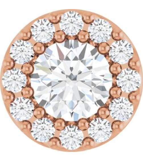 88590 Pendant Set 14K Rose Round Natural Diamond 4Mm 13 Ctw Natural Diamond I1, G-H Polished 13 Ctw Natural Diamond Halo-Style Pendant