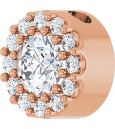 88590 Pendant Set 14K Rose Round Natural Diamond 4Mm 13 Ctw Natural Diamond I1, G-H Polished 13 Ctw Natural Diamond Halo-Style Pendant