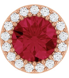 88590 Pendant Set 14K Rose Round Lab-Grown Ruby 6Mm 18 Ctw Natural Diamond I1, G-H Polished Lab-Grown Ruby And 18 Ctw Natural Diamond Halo-Style Pendant