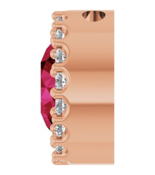 88590 Pendant Set 14K Rose Round Lab-Grown Ruby 6Mm 18 Ctw Natural Diamond I1, G-H Polished Lab-Grown Ruby And 18 Ctw Natural Diamond Halo-Style Pendant
