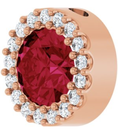 88590 Pendant Set 14K Rose Round Lab-Grown Ruby 6Mm 18 Ctw Natural Diamond I1, G-H Polished Lab-Grown Ruby And 18 Ctw Natural Diamond Halo-Style Pendant