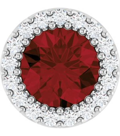 88590 Pendant Set 14K White Round Natural Mozambique Garnet 6Mm 18 Ctw Natural Diamond I1, G-H Polished Natural Mozambique Garnet And 18 Ctw Natural Diamond Halo-Style Pendant