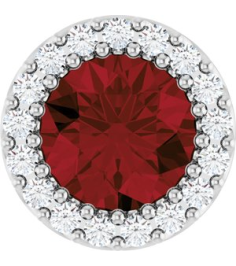 88590 Pendant Set Platinum Round Natural Mozambique Garnet 6Mm 18 Ctw Natural Diamond Si2-Si3, G-H Polished Natural Mozambique Garnet And 18 Ctw Natural Diamond Halo-Style Pendant