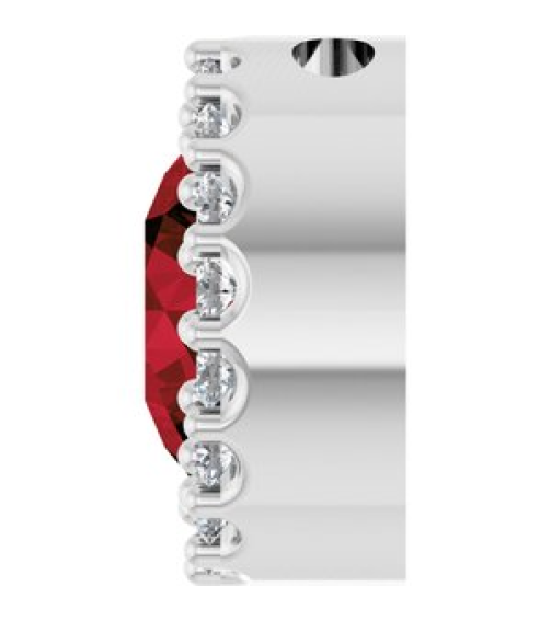 88590 Pendant Set Platinum Round Natural Mozambique Garnet 6Mm 18 Ctw Natural Diamond Si2-Si3, G-H Polished Natural Mozambique Garnet And 18 Ctw Natural Diamond Halo-Style Pendant