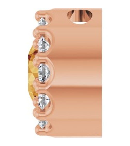 88590 Pendant Set 14K Rose Round Natural Citrine 4Mm 0.08 Ctw Natural Diamond I1, G-H Polished Natural Citrine And .08 Ctw Natural Diamond Halo-Style Pendant