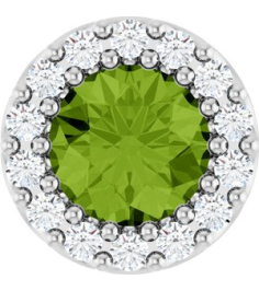 88590 Pendant Set Platinum Round Natural Peridot 5Mm 110 Ctw Natural Diamond Si2-Si3, G-H Polished Natural Peridot And 110 Ctw Natural Diamond Halo-Style Pendant