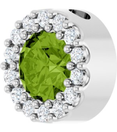 88590 Pendant Set Platinum Round Natural Peridot 5Mm 110 Ctw Natural Diamond Si2-Si3, G-H Polished Natural Peridot And 110 Ctw Natural Diamond Halo-Style Pendant
