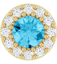 88590 Pendant Set 14K Yellow Round Natural Aquamarine 4Mm 0.08 Ctw Natural Diamond I1, G-H Polished Natural Aquamarine And .08 Ctw Natural Diamond Halo-Style Pendant