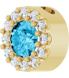 88590 Pendant Set 14K Yellow Round Natural Aquamarine 4Mm 0.08 Ctw Natural Diamond I1, G-H Polished Natural Aquamarine And .08 Ctw Natural Diamond Halo-Style Pendant
