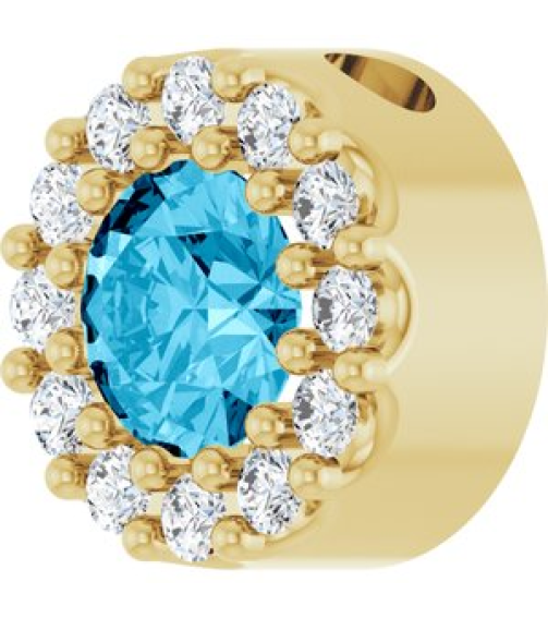 88590 Pendant Set 14K Yellow Round Natural Aquamarine 4Mm 0.08 Ctw Natural Diamond I1, G-H Polished Natural Aquamarine And .08 Ctw Natural Diamond Halo-Style Pendant