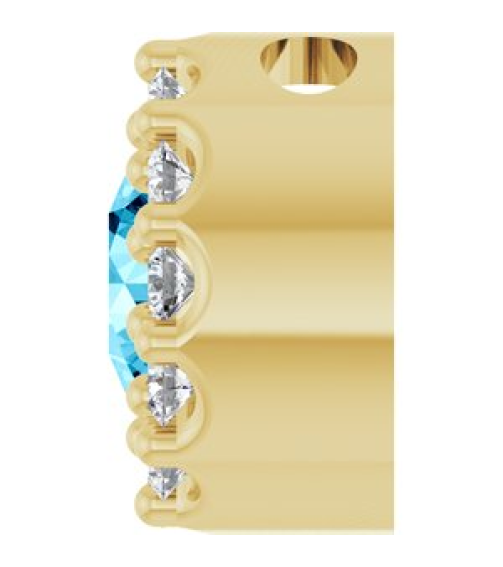 88590 Pendant Set 14K Yellow Round Natural Aquamarine 4Mm 0.08 Ctw Natural Diamond I1, G-H Polished Natural Aquamarine And .08 Ctw Natural Diamond Halo-Style Pendant