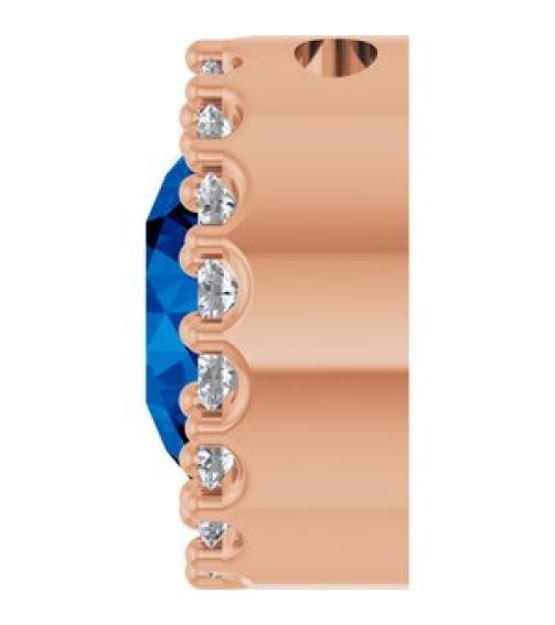 88590 Pendant Set 14K Rose Round Lab-Grown Blue Sapphire 6Mm 18 Ctw Natural Diamond I1, G-H Polished Lab-Grown Blue Sapphire And 18 Ctw Natural Diamond Halo-Style Pendant