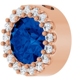 88590 Pendant Set 14K Rose Round Lab-Grown Blue Sapphire 6Mm 18 Ctw Natural Diamond I1, G-H Polished Lab-Grown Blue Sapphire And 18 Ctw Natural Diamond Halo-Style Pendant