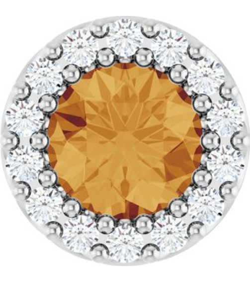 88590 Pendant Set Sterling Silver Round Natural Citrine 5Mm 110 Ctw Natural Diamond I1, G-H Polished Natural Citrine And 110 Ctw Natural Diamond Halo-Style Pendant