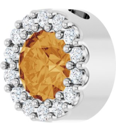 88590 Pendant Set Sterling Silver Round Natural Citrine 5Mm 110 Ctw Natural Diamond I1, G-H Polished Natural Citrine And 110 Ctw Natural Diamond Halo-Style Pendant