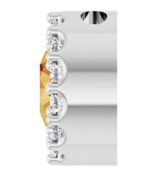 88590 Pendant Set Sterling Silver Round Natural Citrine 5Mm 110 Ctw Natural Diamond I1, G-H Polished Natural Citrine And 110 Ctw Natural Diamond Halo-Style Pendant