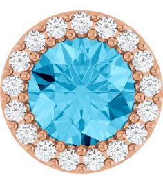 88590 Pendant Set 14K Rose Round Natural Aquamarine 6Mm 18 Ctw Natural Diamond I1, G-H Polished Natural Aquamarine And 18 Ctw Natural Diamond Halo-Style Pendant
