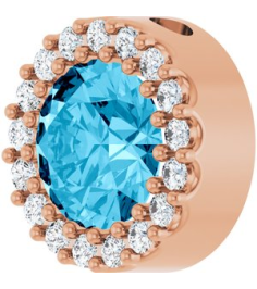 88590 Pendant Set 14K Rose Round Natural Aquamarine 6Mm 18 Ctw Natural Diamond I1, G-H Polished Natural Aquamarine And 18 Ctw Natural Diamond Halo-Style Pendant