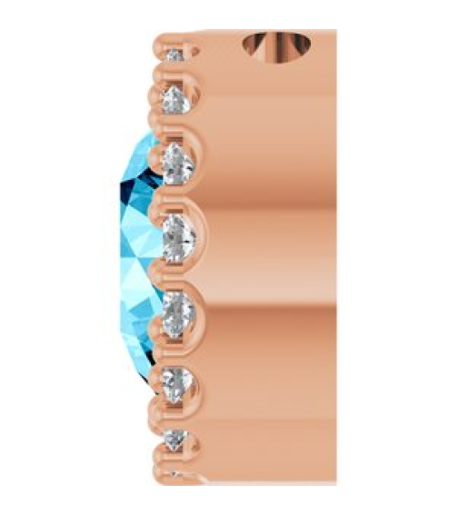 88590 Pendant Set 14K Rose Round Natural Aquamarine 6Mm 18 Ctw Natural Diamond I1, G-H Polished Natural Aquamarine And 18 Ctw Natural Diamond Halo-Style Pendant