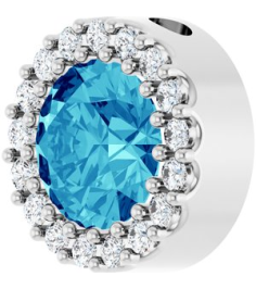 88590 Pendant Set Sterling Silver Round Natural Blue Zircon 6Mm 18 Ctw Natural Diamond I1, G-H Polished Natural Blue Zircon And 18 Ctw Natural Diamond Halo-Style Pendant