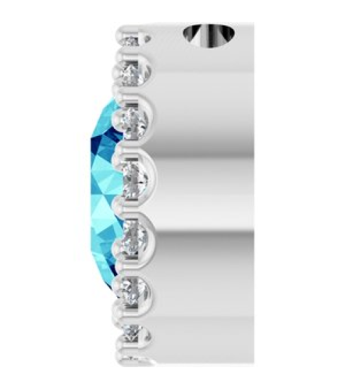88590 Pendant Set Sterling Silver Round Natural Blue Zircon 6Mm 18 Ctw Natural Diamond I1, G-H Polished Natural Blue Zircon And 18 Ctw Natural Diamond Halo-Style Pendant