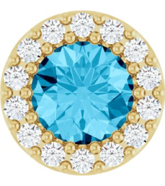 88590 Pendant Set 14K Yellow Round Natural Aquamarine 5Mm 110 Ctw Natural Diamond I1, G-H Polished Natural Aquamarine And 110 Ctw Natural Diamond Halo-Style Pendant