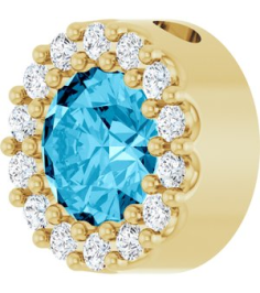 88590 Pendant Set 14K Yellow Round Natural Aquamarine 5Mm 110 Ctw Natural Diamond I1, G-H Polished Natural Aquamarine And 110 Ctw Natural Diamond Halo-Style Pendant