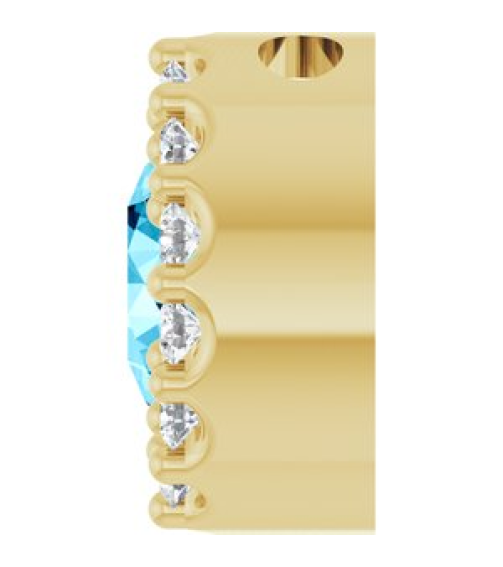88590 Pendant Set 14K Yellow Round Natural Aquamarine 5Mm 110 Ctw Natural Diamond I1, G-H Polished Natural Aquamarine And 110 Ctw Natural Diamond Halo-Style Pendant