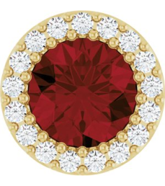 88590 Pendant Set 14K Yellow Round Natural Mozambique Garnet 6Mm 18 Ctw Natural Diamond I1, G-H Polished Natural Mozambique Garnet And 18 Ctw Natural Diamond Halo-Style Pendant