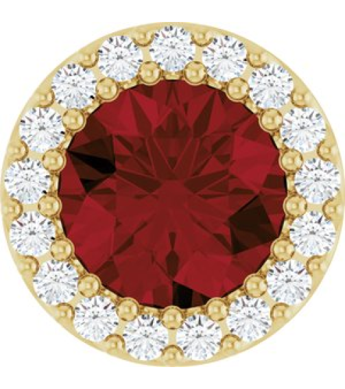88590 Pendant Set 14K Yellow Round Natural Mozambique Garnet 6Mm 18 Ctw Natural Diamond I1, G-H Polished Natural Mozambique Garnet And 18 Ctw Natural Diamond Halo-Style Pendant