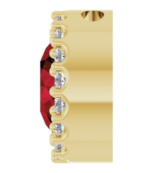 88590 Pendant Set 14K Yellow Round Natural Mozambique Garnet 6Mm 18 Ctw Natural Diamond I1, G-H Polished Natural Mozambique Garnet And 18 Ctw Natural Diamond Halo-Style Pendant