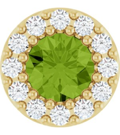 88590 Pendant Set 14K Yellow Round Natural Peridot 4Mm 0.08 Ctw Natural Diamond I1, G-H Polished Natural Peridot And .08 Ctw Natural Diamond Halo-Style Pendant