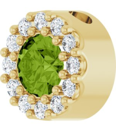 88590 Pendant Set 14K Yellow Round Natural Peridot 4Mm 0.08 Ctw Natural Diamond I1, G-H Polished Natural Peridot And .08 Ctw Natural Diamond Halo-Style Pendant