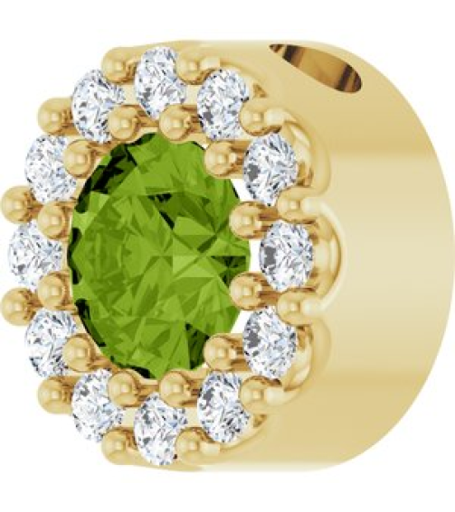 88590 Pendant Set 14K Yellow Round Natural Peridot 4Mm 0.08 Ctw Natural Diamond I1, G-H Polished Natural Peridot And .08 Ctw Natural Diamond Halo-Style Pendant