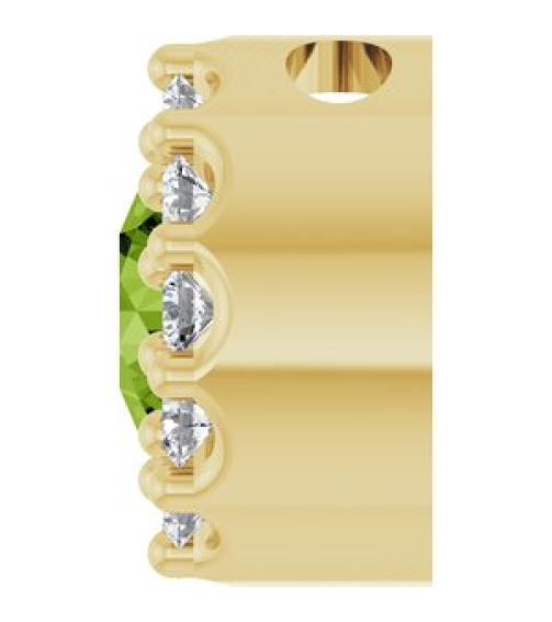 88590 Pendant Set 14K Yellow Round Natural Peridot 4Mm 0.08 Ctw Natural Diamond I1, G-H Polished Natural Peridot And .08 Ctw Natural Diamond Halo-Style Pendant