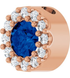 88590 Pendant Set 14K Rose Round Lab-Grown Blue Sapphire 4Mm 0.08 Ctw Natural Diamond I1, G-H Polished Lab-Grown Blue Sapphire And .08 Ctw Natural Diamond Halo-Style Pendant