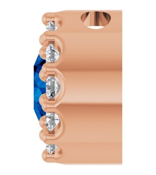 88590 Pendant Set 14K Rose Round Lab-Grown Blue Sapphire 4Mm 0.08 Ctw Natural Diamond I1, G-H Polished Lab-Grown Blue Sapphire And .08 Ctw Natural Diamond Halo-Style Pendant