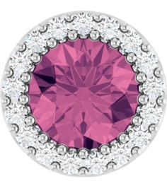 88590 Pendant Set Platinum Round Natural Pink Tourmaline 6Mm 18 Ctw Natural Diamond Si2-Si3, G-H Polished Natural Pink Tourmaline And 18 Ctw Natural Diamond Halo-Style Pendant