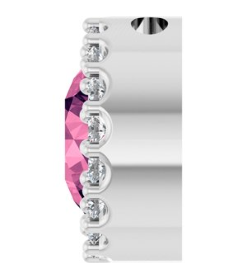 88590 Pendant Set Platinum Round Natural Pink Tourmaline 6Mm 18 Ctw Natural Diamond Si2-Si3, G-H Polished Natural Pink Tourmaline And 18 Ctw Natural Diamond Halo-Style Pendant